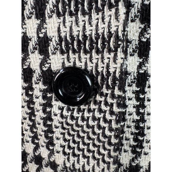 Express Tailleur Womens Black & White Plaid Double-Breasted Blazer Jacket Sz 12 - Picture 13 of 16